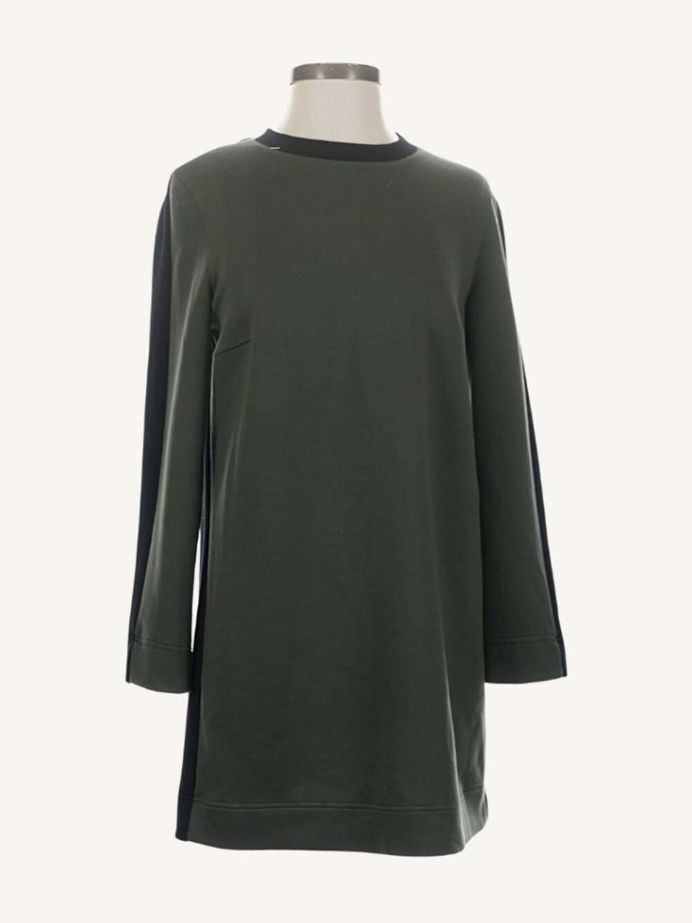 Akris Punto Colorblock Pullover Dress Size 6 Olive Black Exposed Zip - Picture 2 of 7